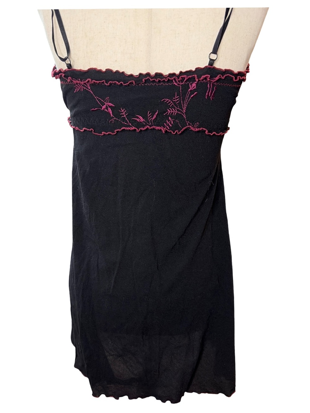 Hanky Panky Black & Pink Embroidered Chemise Slip - Women Intimates - Picture 2 of 4